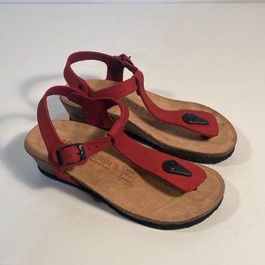 Ballerin's Handmade Shoes Red Thong Cork Sandals Women Size 36 eu